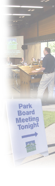 Park Board meeting sign